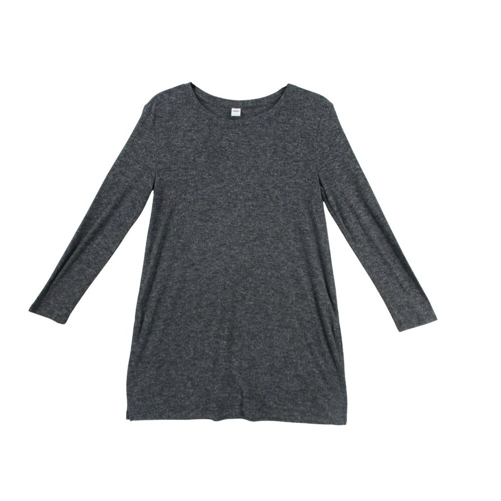 Old Navy Womens Charcoal Gray Long Sleeve Tunic Top L Polyester Rayon